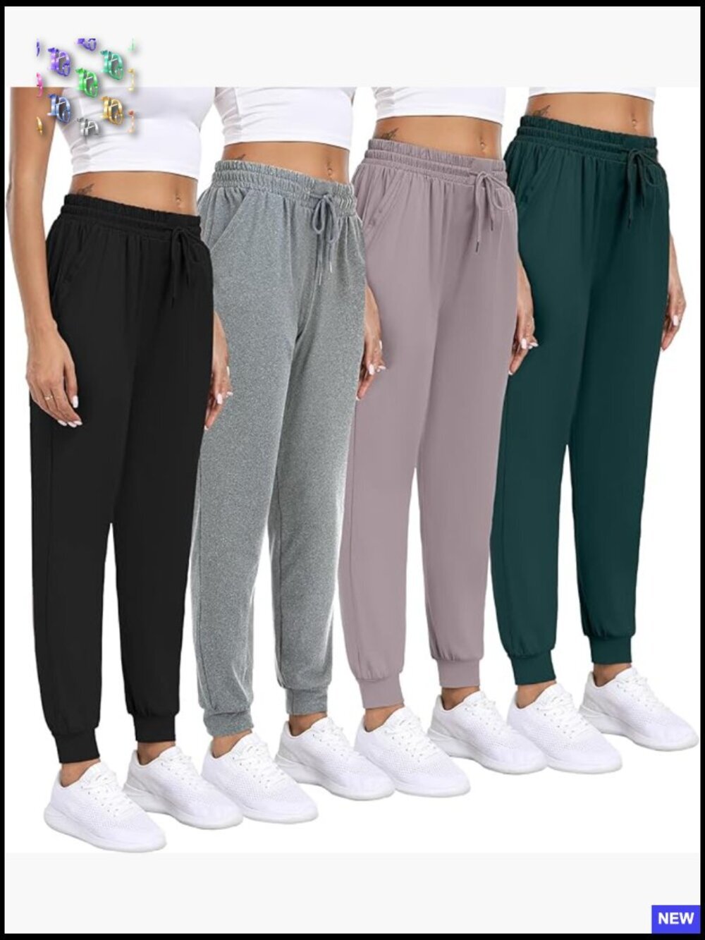 Lightweight Joggers with Pockets 4 Pack Soft Lounge Athletic Yoga Pants